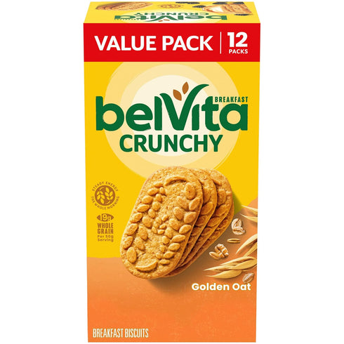 belVita Breakfast Bars Biscuits, Golden Oat, Value Pack, 12 Packs (4 Biscuits