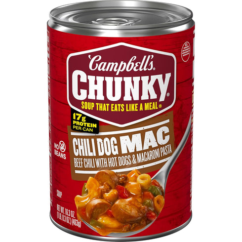 Campbells Chunky Chili Dog Mac Soup, 16.3 oz Can