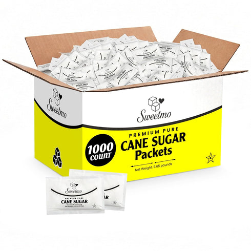 Sweetmo Sugar Packets 1000 Count Pure Cane White Granulated Sugar Packets, Individual