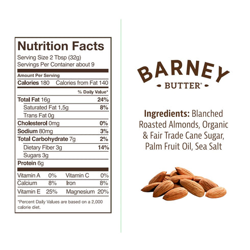 10 Barney Butter Almond Butter, Crunchy, Ounce Jar, Skin-Free Almonds, No Stir, Non-GMO, Gluten Free, Keto, Paleo