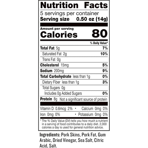 2.5 oz (Pack 4) EPIC Sea Salt and Vinegar Pork Rinds, Keto Friendly, Protein Snacks