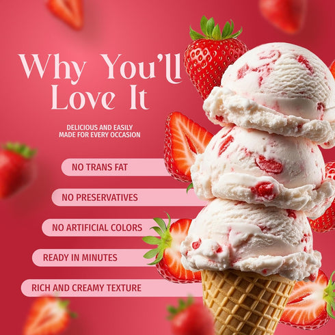 (2) 5 2 (2 Pack, Triple Scoop - Premium Strawberry Ice Cream Mix For Ice Cream Maker. Simple, Easy, Delicious. From