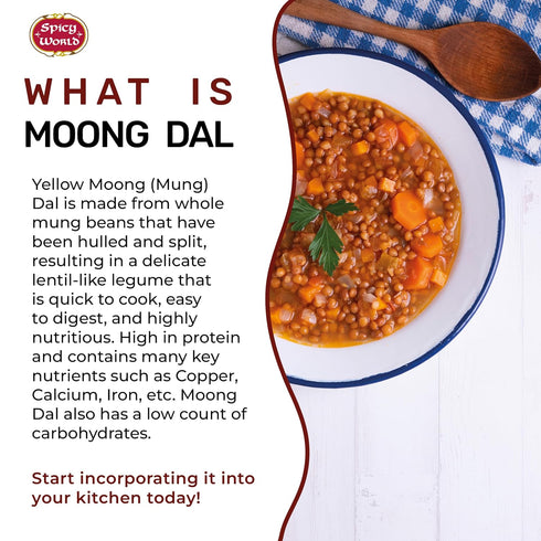 Spicy World 2 LBS 100% Moong Dal (Mung Split Dry Beans) ~ Indian Golden Lentils ~ Natural & Pure - by