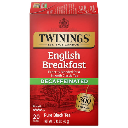 Twinings Decaffeinated English Breakfast Individually Wrapped Bags, 20 Count (Pack of 1),