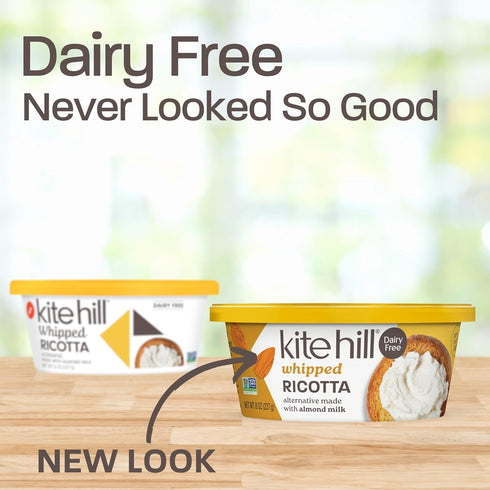 Kite Hill 8 Whipped Almond Milk Ricotta Cheese Alternative, Ounces, Dairy Free, Gluten Free, Non-GMO, Vegan