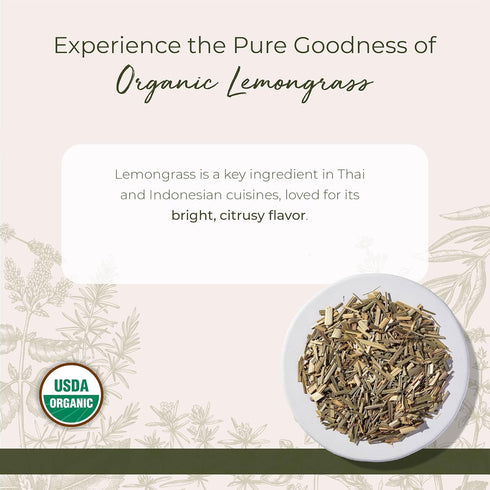 1 lb Starwest Botanicals Organic Lemongrass - Dried Loose Leaf Herb for Tea & Cooking, Natural Rose & Citrus Aroma