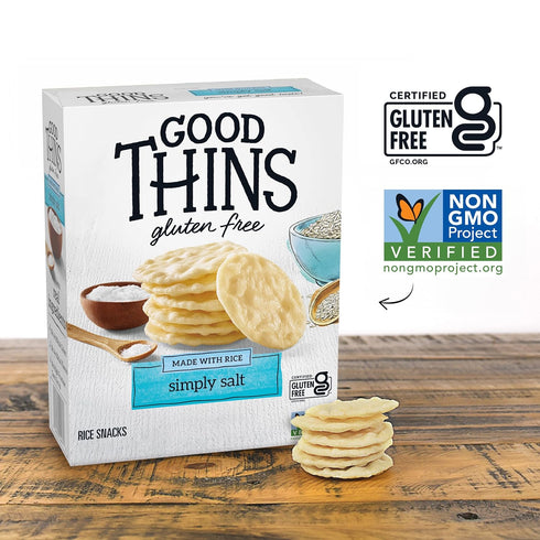 3.5 Oz Good Thins Simply Salt Rice Snacks Gluten Free Crackers, Snack Crackers