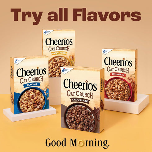24 oz Cheerios Oat Crunch Cinnamon Breakfast Cereal, Made with Whole Grain, Family Size