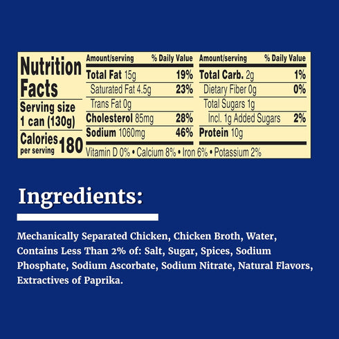 10g 4.6 oz. (Pack 6) Libby's Chicken Vienna Sausage in Chicken Broth, Ready to Eat Canned Sausage, Protein Per Serving