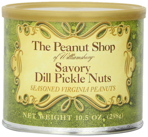 The Peanut Shop of Williamsburg Dill Pickle Flavored Peanuts, Gluten-Free, 10.5 Oz Tin