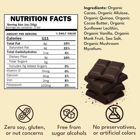 70% 1.5 oz (5 Macalat Quinoa Chocolate Crunch Bar, Sugar-Free Sweet Dark Chocolate Quinoa with Allulose and Monk Fruit
