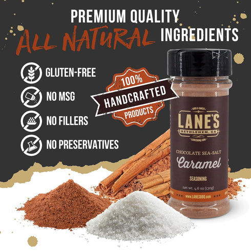 Lane's Chocolate Sea-Salt Caramel Seasoning - All-Natural Flavoring for Cake, Beverages & Popcorn, 4.6 Oz
