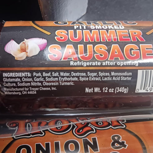 Troyer Cheese Inc Summer Country Pack 2 Sausage Onion Garlic from Amish Slice and Enjoy