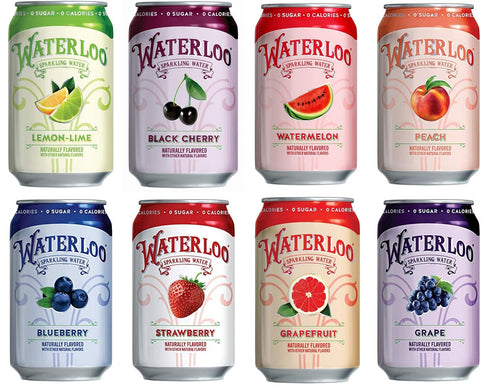 ADVENTURE BOX Waterloo Sparkling Water, 8 Flavors Variety Pack, Naturally Flavored, Zero Calories |