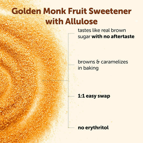 2 lbs 1:1 Micro Ingredients Golden Monk Fruit Sweetener with Allulose, | Brown Sugar Substitute, No Erythritol, No