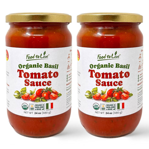 Food To Live Organic Basil Tomato Sauce, 24oz (680g) Authentic Italian Pasta