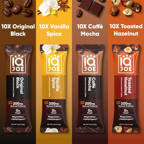 Packets Pack 40 Packs IQJOE Mushroom Coffee - Variety | Stick | Lion's Mane, Magnesium L-Threonate, Adaptogens |