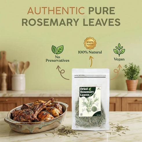 100% 6oz (170g) Miss Spring Dried Rosemary Leaves - Natural, No Preservatives, Vegan - Strong Aroma, Fresh Earthy