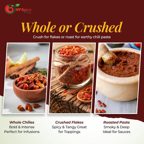 8 NY Spice Shop Chili Pequin Whole Dried - Ounce Dry Pequin Chili Pods - Whole Mexican Pequins Pepper & Mild Red Hot