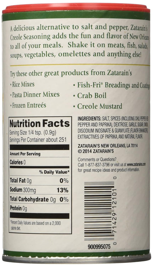 Zatarains New Orleans Traditional Creole Seasoning - 8 Oz. (Pack of 2)