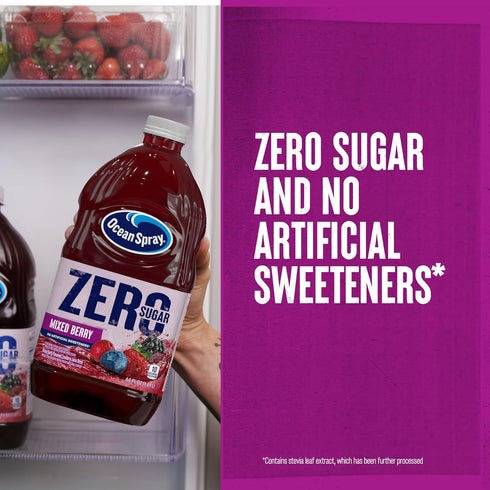 64 Oz Ocean Spray ZERO Sugar Mixed Berry Juice Drink, Cranberry Juice Drink Sweetened with Stevia, Fl Bottle