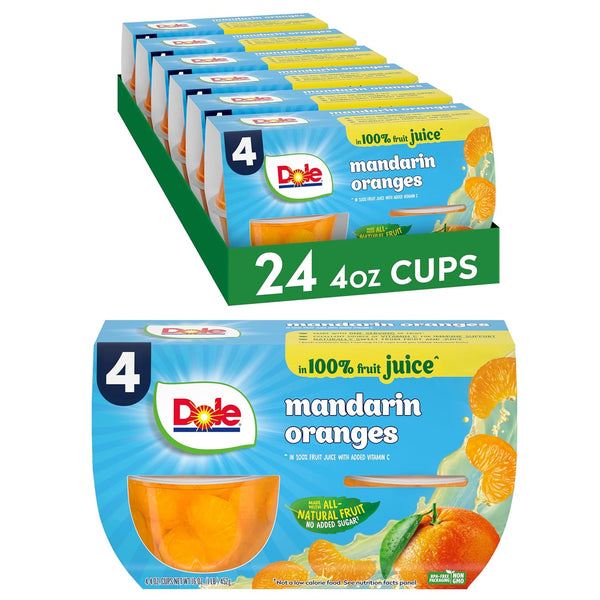 Dole Fruit Bowls Mandarin Oranges in 100% Juice Snacks, 4oz 24 Total