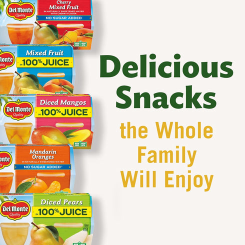 Pack, 12-Pack, 4 oz DEL MONTE FRUIT CUP Snacks, Family No Sugar Added
