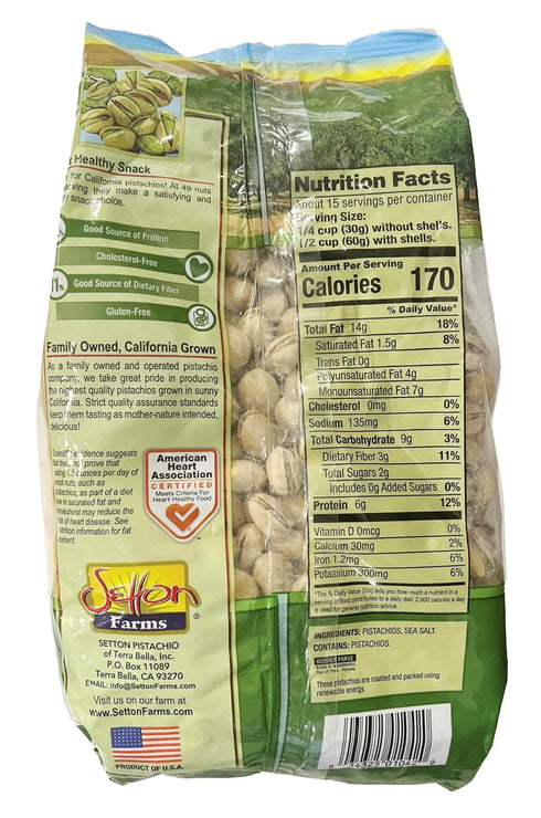 Setton 2lb 32 Oz Farms Roasted and Salted Premium California Pistachios Bag Certified NonGMO Gluten Free Vegan