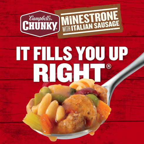 18.8 Oz Campbells Chunky Soup, Minestrone with Italian Sausage Soup, Can