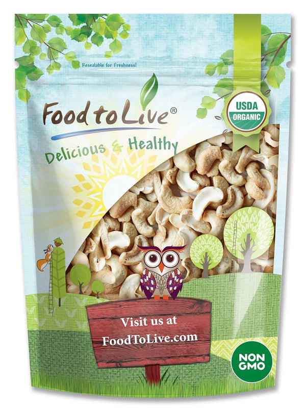 Food to Live Organic Cashew Pieces, 8 Ounces - Non-GMO, Kosher, Vegan,