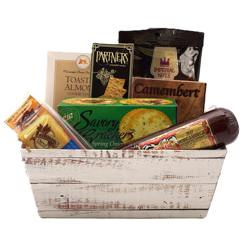 Set Gift Basket Village: Cheese, Sausage & More - Gourmet Crackers, Cookies, Cheese Spread & Snacks