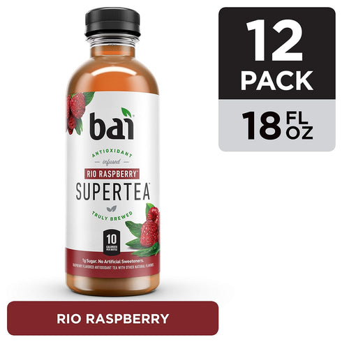 18 Oz (Pack 12) Bai Iced Tea, Rio Raspberry, Antioxidant Infused Supertea, Crafted with Real Tea (Black Tea, White