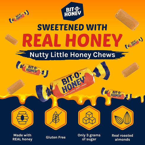 Bit-O-Honey 5 LBS Bit O Honey Candy - Individually Wrapped Honey Taffy with Roasted Almond Bits, Gluten-Free, Classic