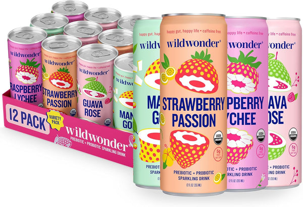 wildwonder Sparkling Probiotic Drink 12pk, For Gut Health & Immune Support, Classic