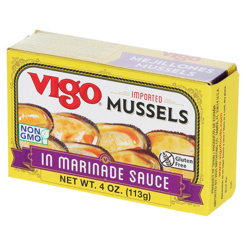 4 (Pack 10)) Vigo Premium Imported Canned Seafood, Mussels in Marinade Sauce, Specialty Flavored, Perfect for Recipes