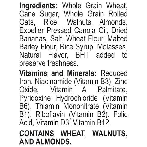 Great Grains 18 OZ Banana Nut Crunch Breakfast Cereal for Adults, Made with Whole Grain, Non-GMO, Heart Healthy, Box
