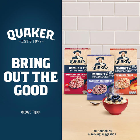 Immunity 3 Pack, 1.41 oz Packets, (32 Pack) Quaker Instant Oatmeal, Flavor Variety Good Source of Vitamins C, D