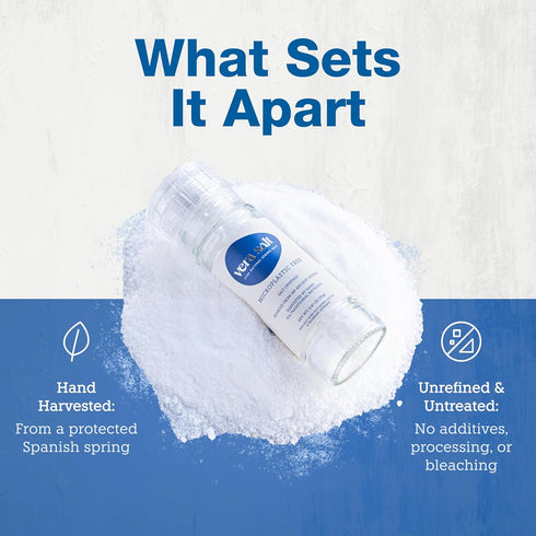 85g Vera Salt Coarse Spring Salt Refillable Glass Grinder Hand-Harvested Spanish Crystals with Natural Minerals Ceramic
