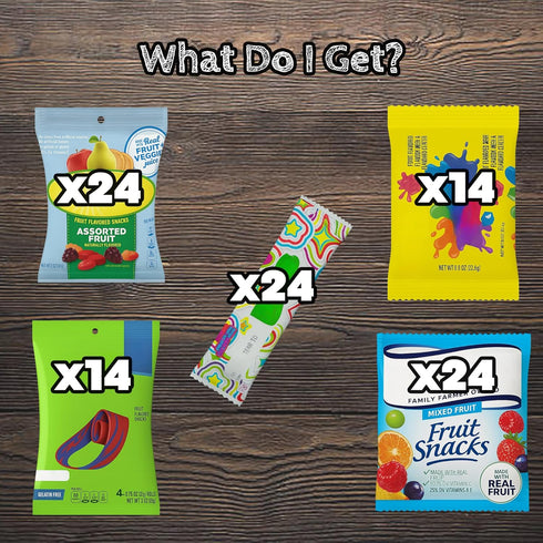 Pack 100 Count Fruit Snacks Variety Bulk Assortment of Individually Wrapped Fruit Flavored Snacks for Kids and Adults