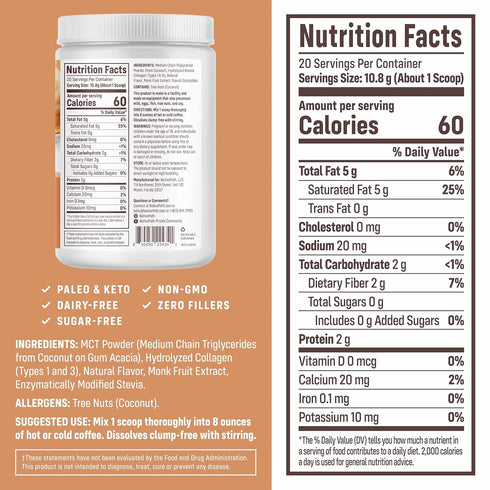 (7.6OZ) NativePath Keto Coffee Creamer Powder Hazelnut Keto-Friendly, Non-Dairy & Low Sugar Creamer. Made