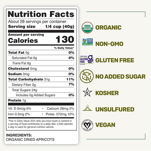 40 OZ Pack Happy Village Organic Turkish Dried Apricots, No Sugar Added Dried Fruit, Resealable - Kosher, Non-GMO