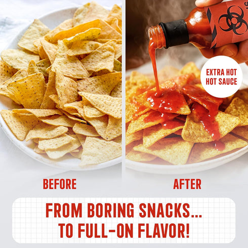 7pk Set Caution Hot Sauce Laboratory Assorted Spicy Flavors with Garlic, Jalapeo, Chipotle, Carolina Reaper & Habanero