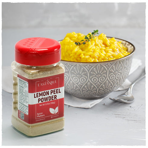 6.4oz Eastanbul Lemon Peel Powder, Lemon Peel Ground, Pure Citrus Powder, Dry Lime Ground for Baking, Cooking, Teas