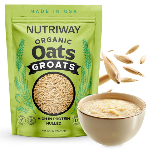 2 lb Pack NUTRIWAY Organic Oat Groats - High-Protein Whole Grain Oats - Vegan, Non-GMO, Pure & Raw - Perfect