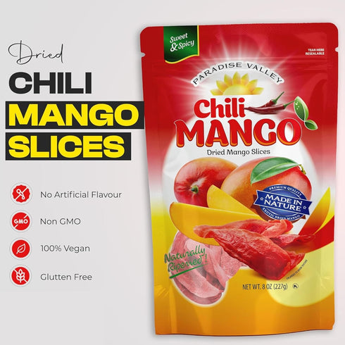 Paradise Valley (8 oz Dried Mango Slices - Delicious Texture Soft & Juicy Low Sugar Added Dried Mango - Naturally