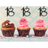 Sumerk 24PCS Black Glitter Cupcake Toppers, 18th Birthday Picks, Anniversary Party Decorations