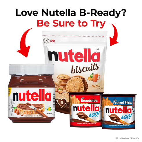 16 Packs 2 1.55 oz Nutella B-ready Wafer Bars, Hazelnut Spread with Cocoa, Individually Wrapped Snack Bar, of Bars