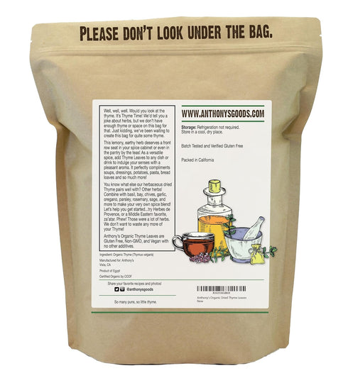 8 oz, Anthony's Organic Dried Thyme Leaves, Gluten Free, Non Irradiated, Non GMO