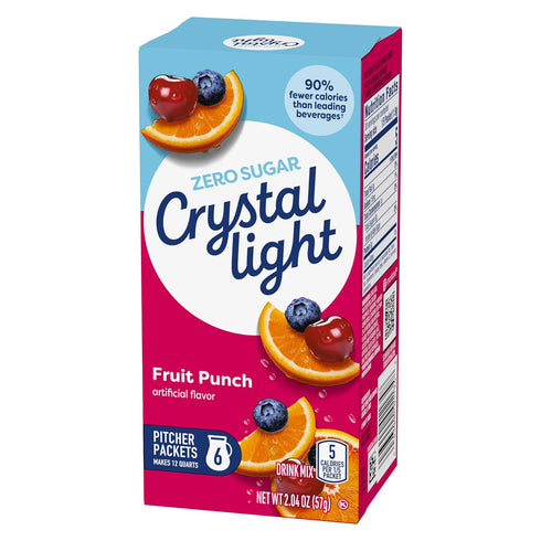 72 Pack, 12 6 Packets Crystal Light Fruit Punch Artificially Flavored Powdered Drink Mix, ct Canisters of Pitcher