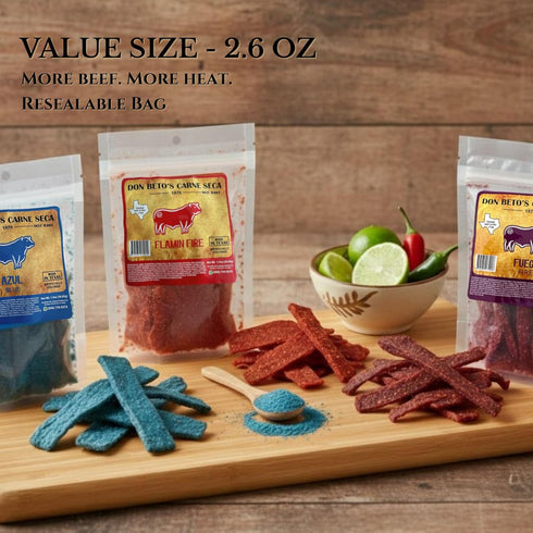 Don Beto's 2.6 oz Extra Fuego Beef Jerky, Texas Made, Extra Spicy